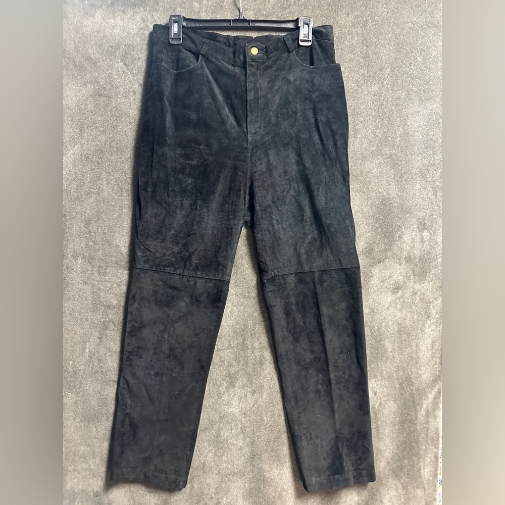 Rafaella Sport Black Suede Leather Pants Size 8 Genuine Leather
